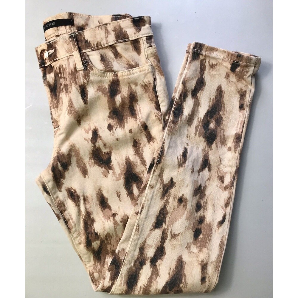 JOE'S JEANS Nude Artistic Leopard 'High Water' Skinny Pants Womens Size 25 USA
